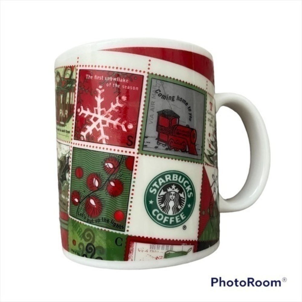 Starbucks 2001 Red/Green Barista
Christmas Stamps mug 80z